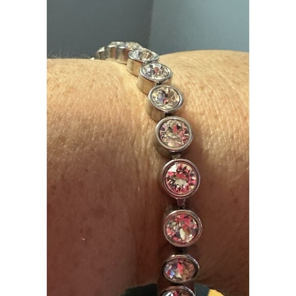 Touchstone Crystal by Swarovski White Ice Bracelet Rhodium 7-1/4" 2615BF - Picture 2 of 2